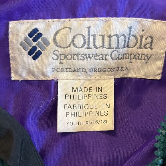VINTAGE COLUMBIA ANORAK STYLE JACKET TEAL WITH BLACK AND PURPLE SIZE SMALL - Picture 3 of 4